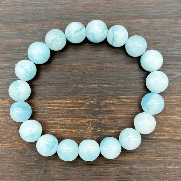 Blue Jade Gemstone Bracelet Handmade - Picture 5 of 6